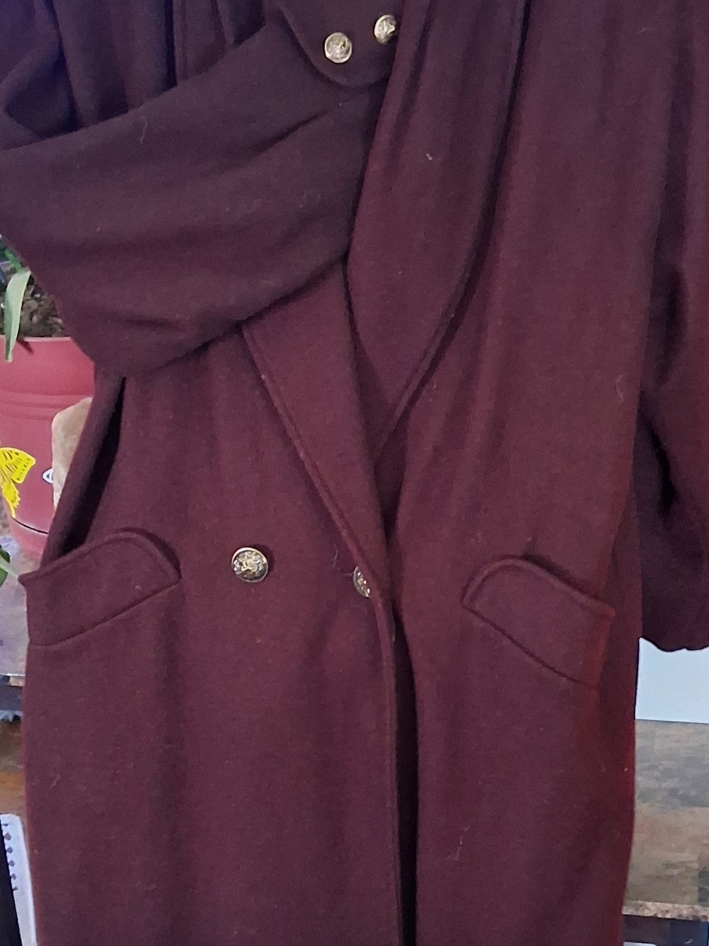 Donny Brook Women's Double-Breasted Trench Coat in Deep Burgundy